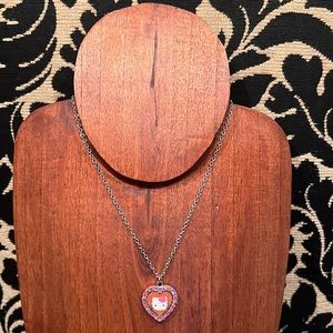 Hello Kitty 🐱 Crystal Pink Heart Pendant Necklace